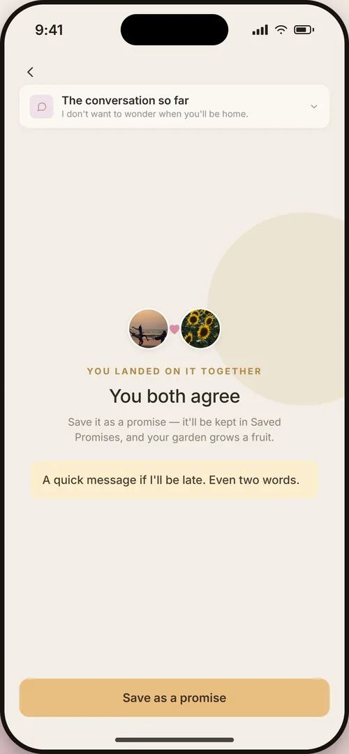 Saving what you agreed as a promise