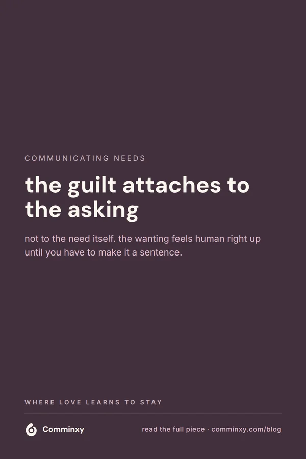 A plum pin reading the guilt attaches to the asking, not to the need itself, with a short reframe below.