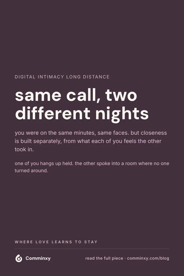 A plum pin reading same call, two different nights, over a short explanation about digital intimacy and being received.
