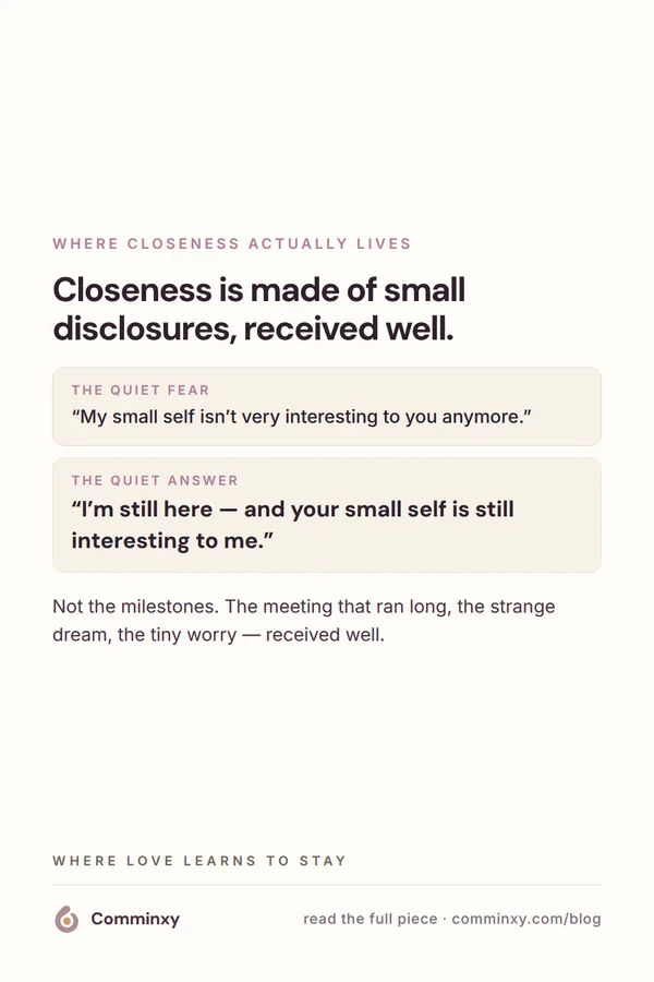 Card: the small-self fear and the answer that rebuilds closeness.