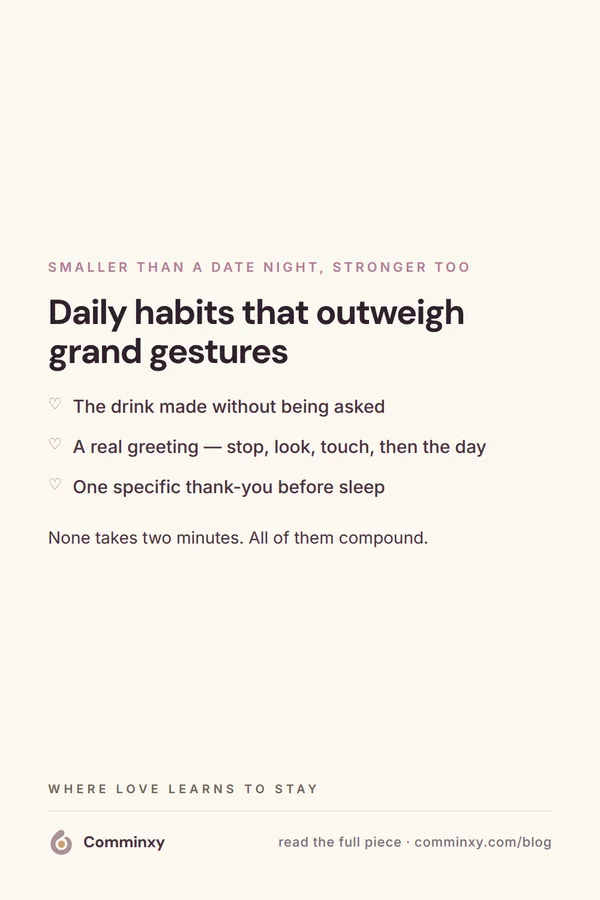 List card: three small daily habits that make a partner feel loved.