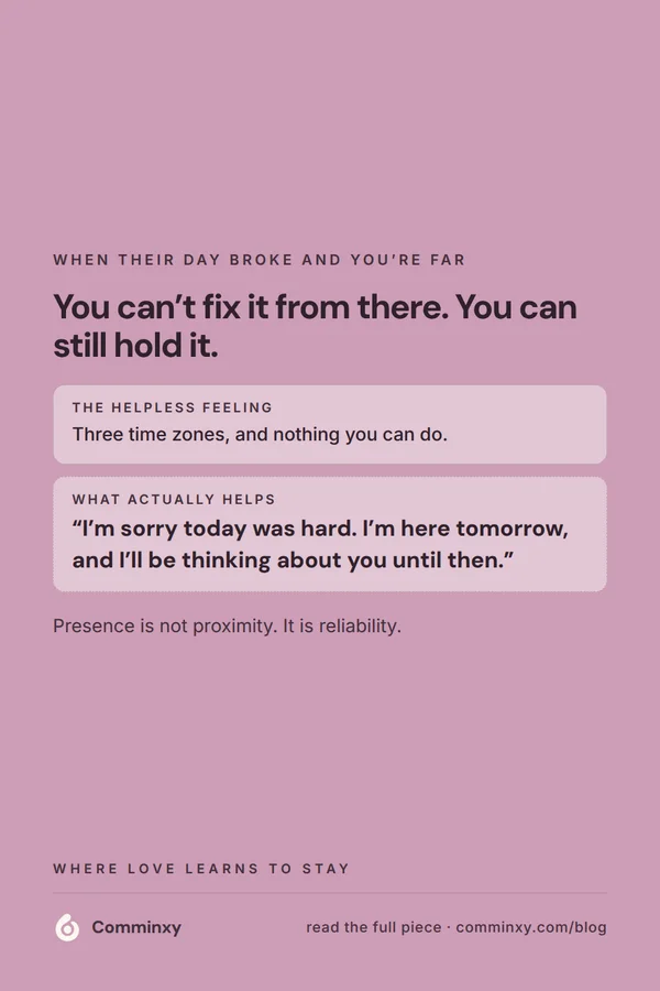 Card: holding a partner\u2019s rough day from a distance.