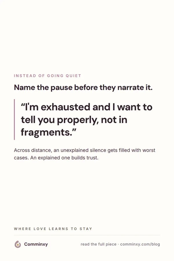 Script card: I am exhausted and I want to tell you properly, not in fragments.