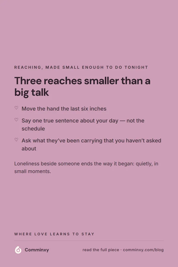 List card: three small reaches across couch distance.