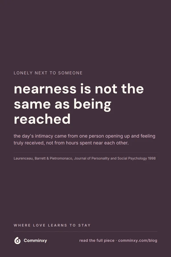 A plum pin with the large line nearness is not the same as being reached, above a research citation about daily intimacy in couples.