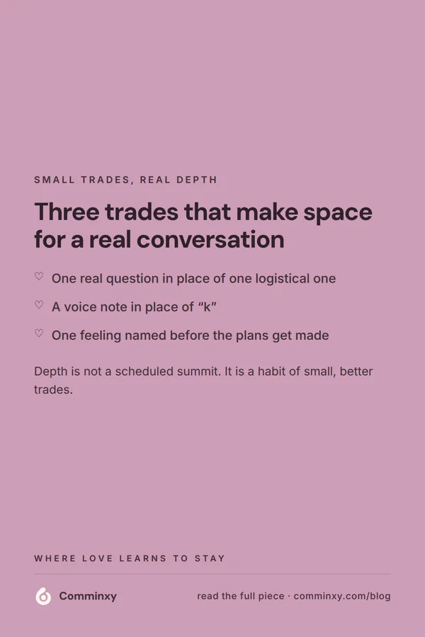 List card with three trades that restore real conversation.