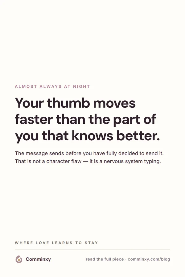 Quote card: your thumb moves faster than the part of you that knows better.