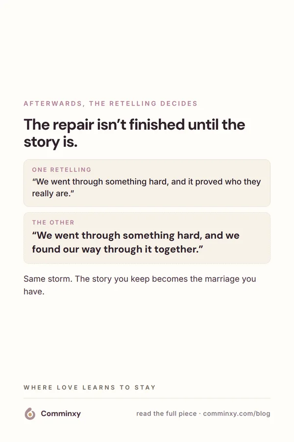 Card contrasting two retellings of the same hard patch.
