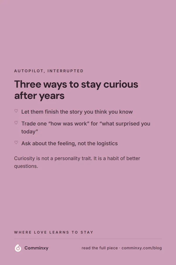 List card: three curiosity habits for long-term couples.