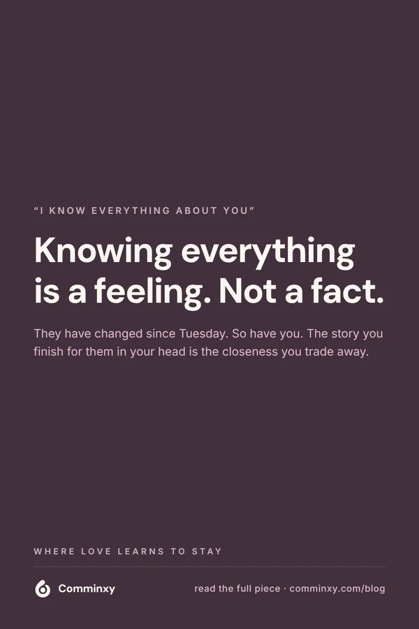 Quote card: knowing everything is a feeling, not a fact.