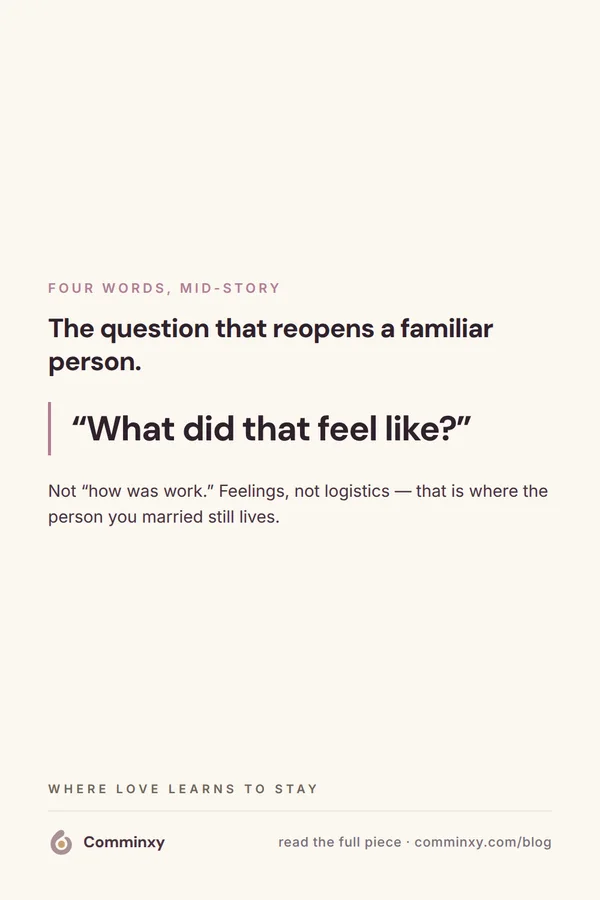 Script card with the four-word question: what did that feel like?