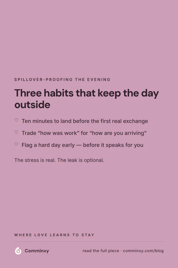List card: three habits that keep daily stress outside the relationship.
