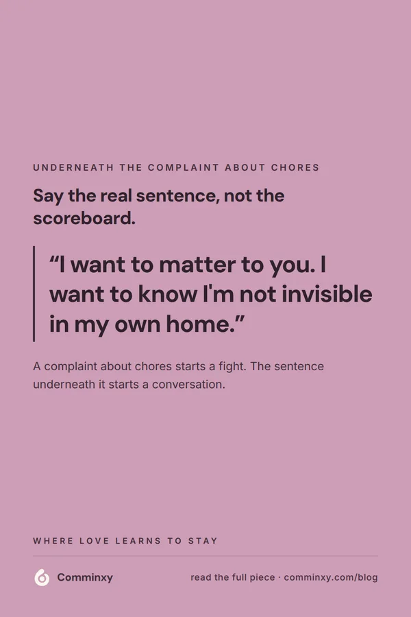 Script card: I want to matter to you, I want to know I am not invisible in my own home.