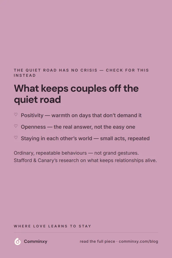 Checklist card: positivity, openness, and staying in each other's world.