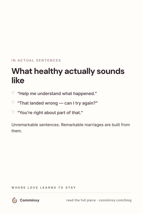 List card: three sentences of healthy communication.