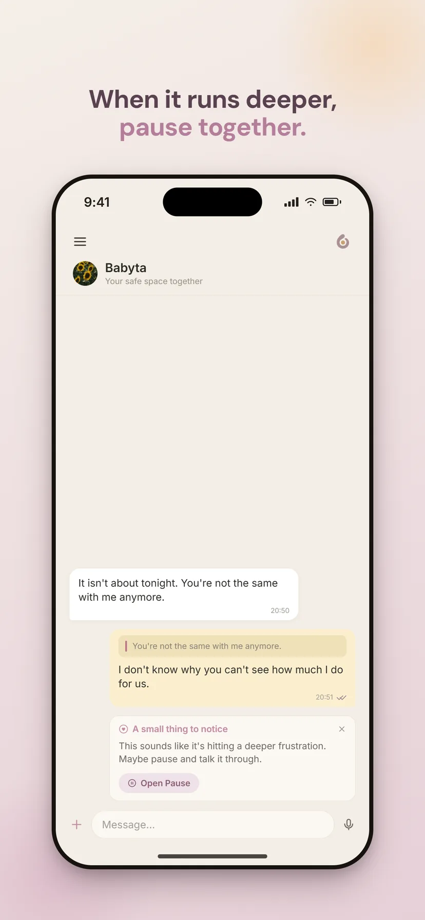 Comminxy chat — when it runs deeper, an invitation to pause together