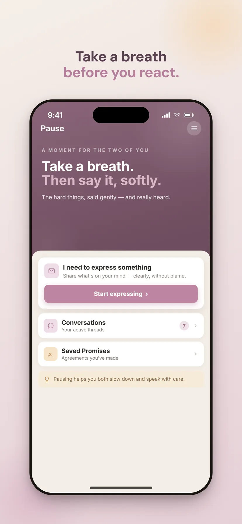 Comminxy Pause — take a breath before you react