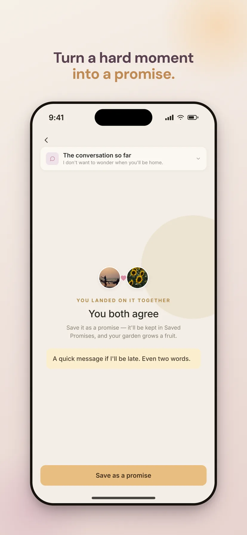 Comminxy — turn a hard moment into a saved promise
