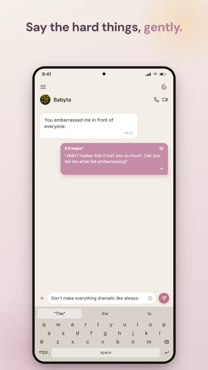 Comminxy app — softening a hard message before it sends